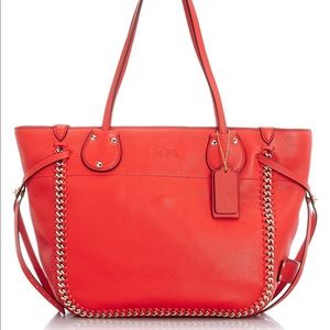 Coach Coral Gold Tatum Leather Large Tote